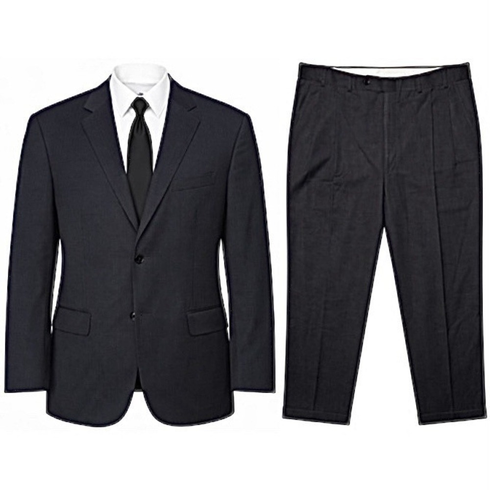 Oscar De La Renta Suit Mens 44R 36x30 Charcoal Gray Wool Smartsuit Professional